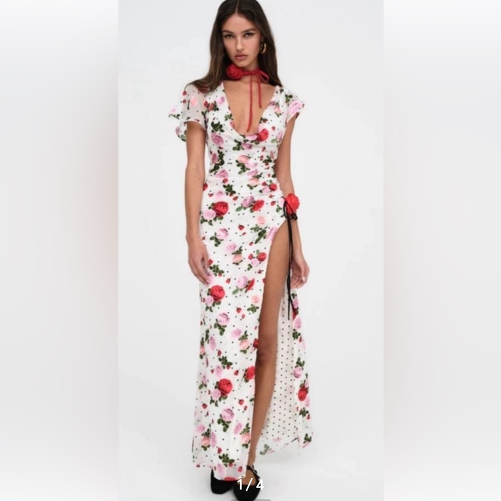For Love And Lemons Maybelle Floral Maxi Dress - White and Red